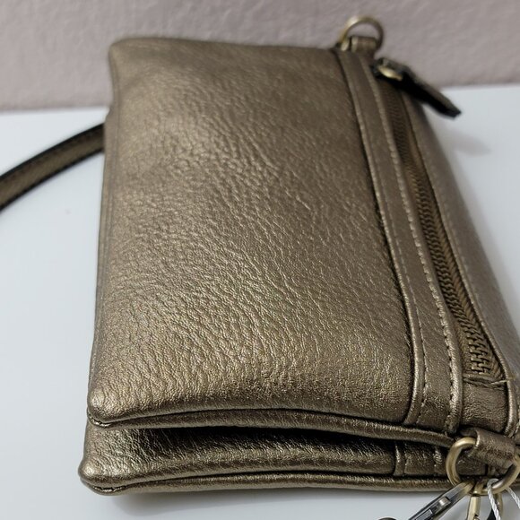 NWT Joy Susan Metallic Gold Crossbody Wristlet Wallet - Picture 10 of 13